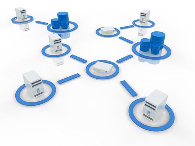 Router verbinden ein Netz von Servern und Serverstapeln.